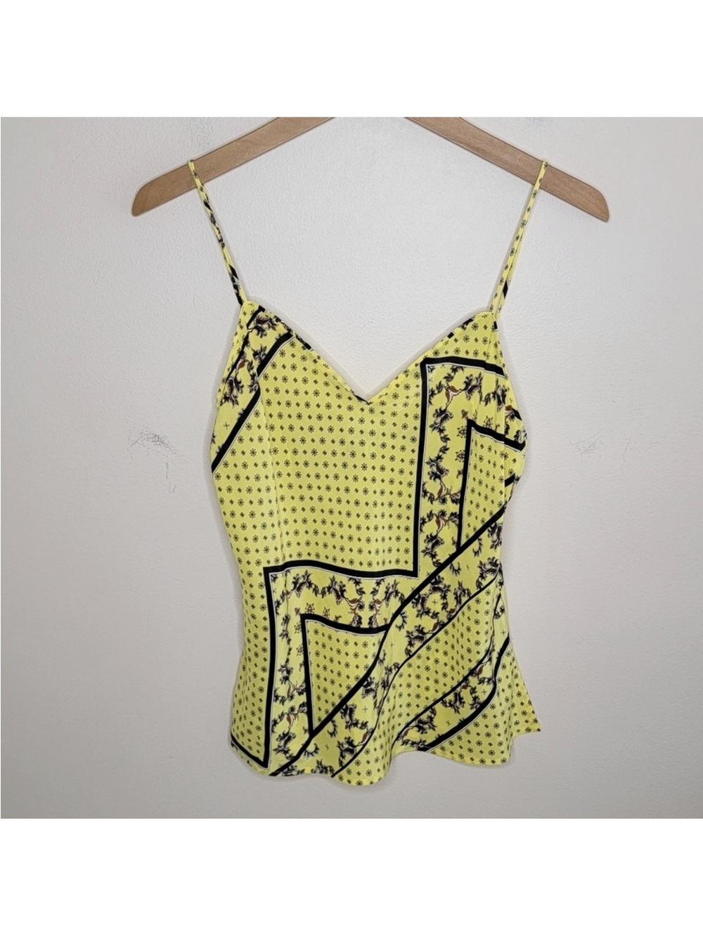 Ganni | Minion Yellow Silk Blend Scarf Print Cami Top Emily in Paris Size EU 34
